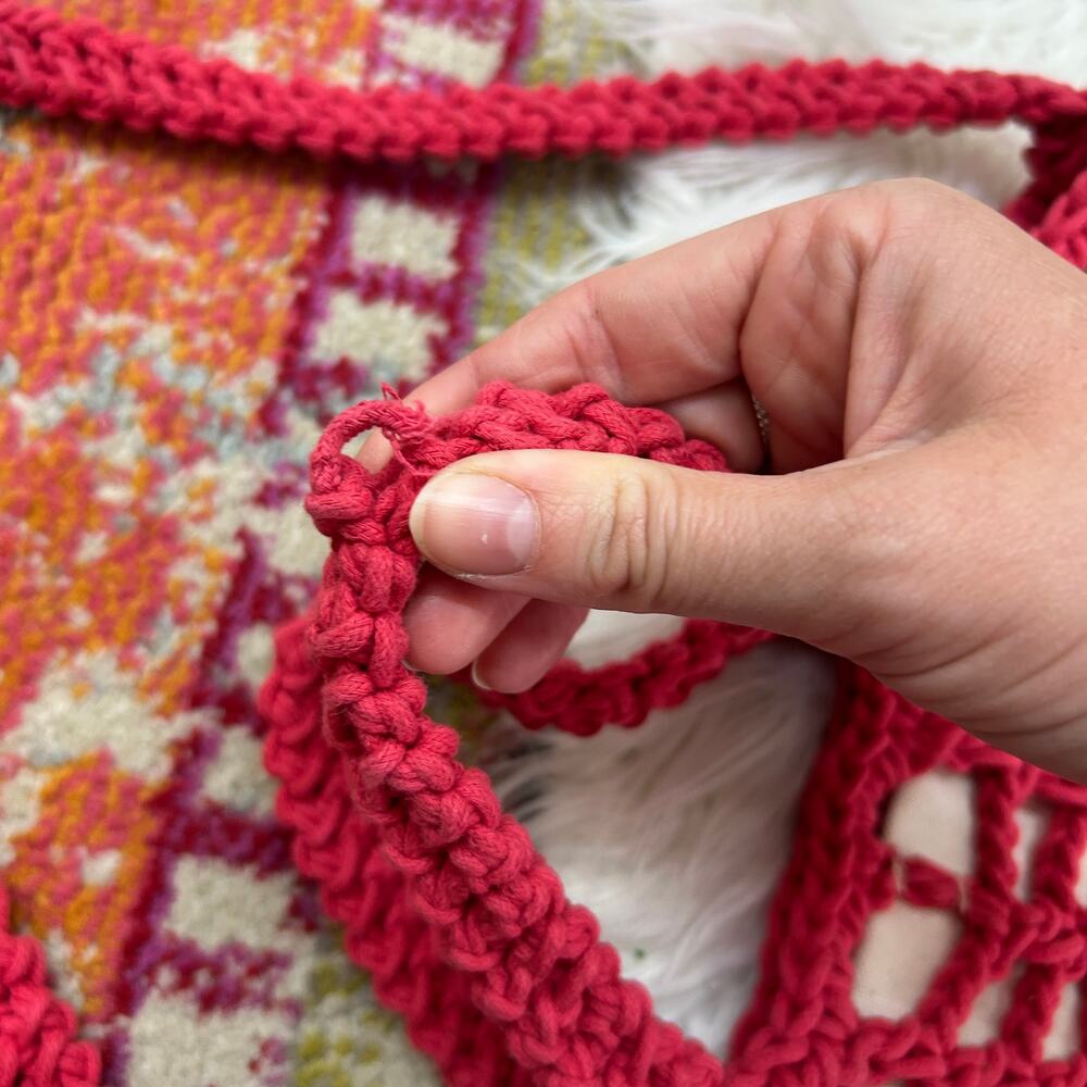NEW Madewell Woven Crochet Macrame Boho The Crocheted Shoulder Bag in Poppy Red - Picture 8 of 8